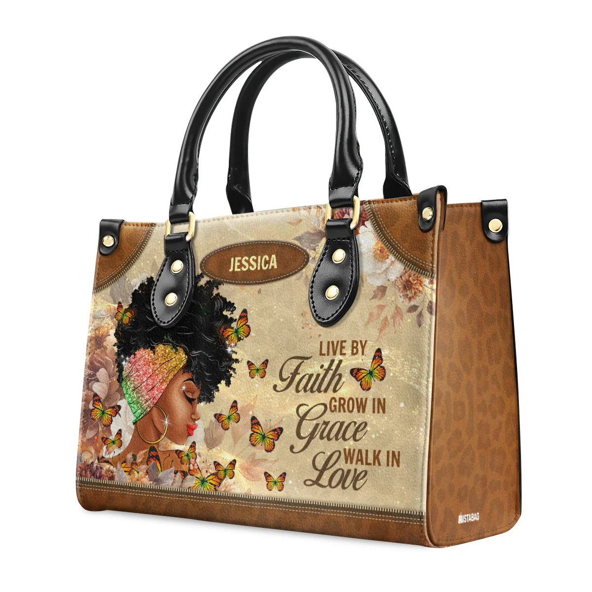 Live By Faith Grace Love - Personalized African Leather Handbag - Inspirational Gift For Her HD95 - Image 4