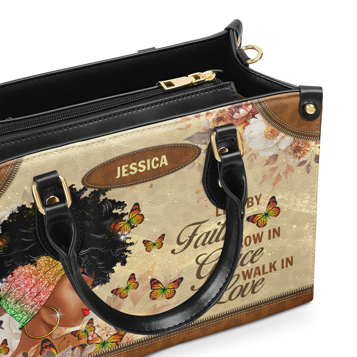 Live By Faith Grace Love - Personalized African Leather Handbag - Inspirational Gift For Her HD95 - Image 6