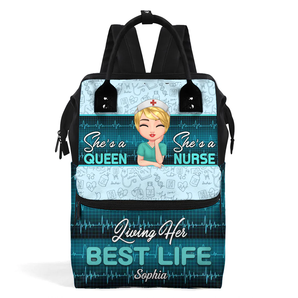 Living Her Best Life - Personalized Duckbilled Backpack - Gift For Nurse | NR3 HH01