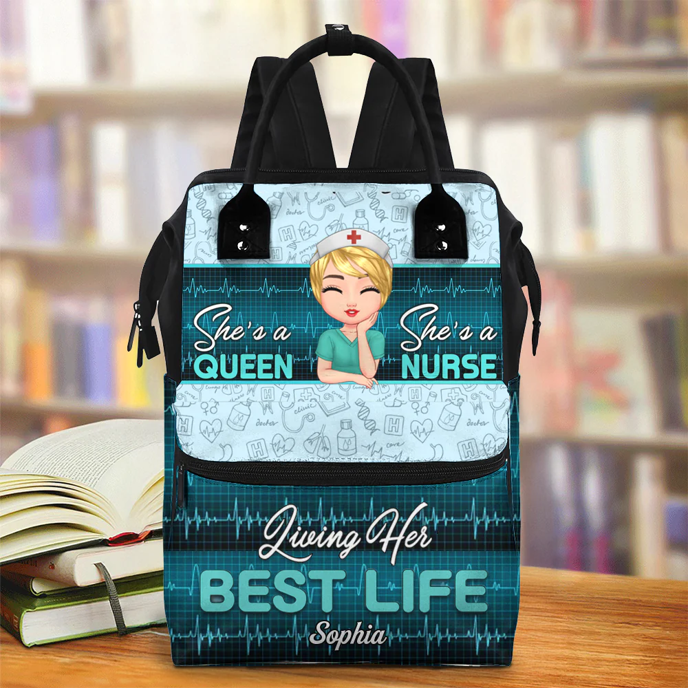 Living Her Best Life - Personalized Duckbilled Backpack - Gift For Nurse | NR3 HH01 - Image 2