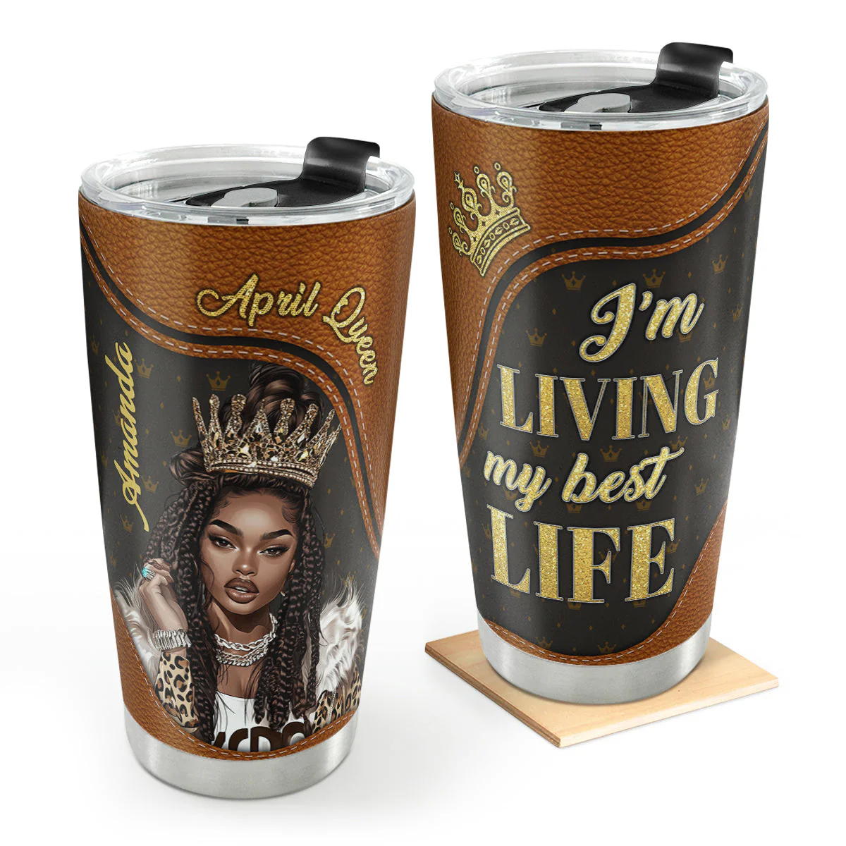 Living My Best Life Black Queen – Personalized Stainless Steel Tumbler - Gift For Birthday Girl, Her HD95
