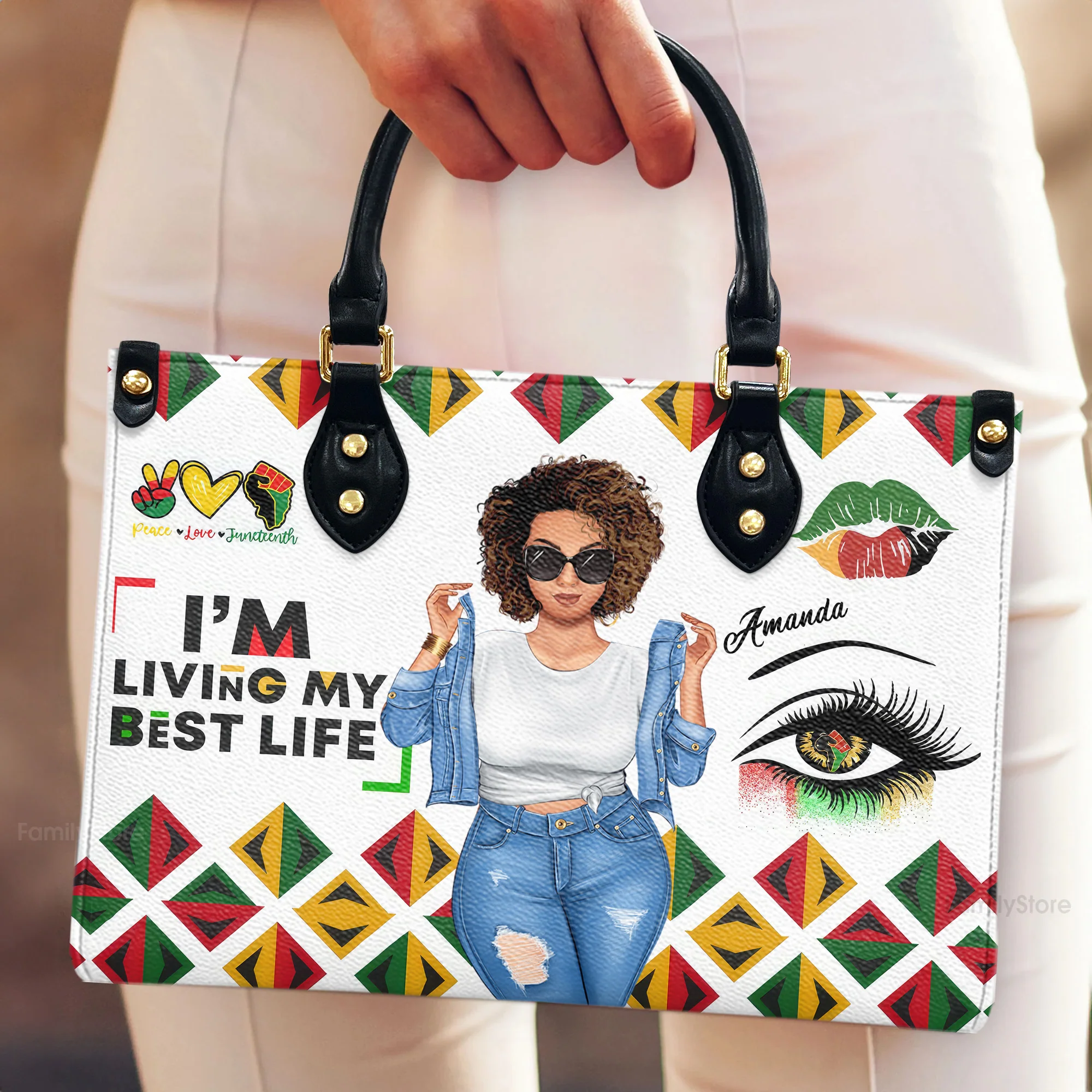 Living My Best Life - Personalized Leather Bag - Juneteenth, Birthday Gift For Black Woman, Mother, Friend, Sister | GR3 - Image 4