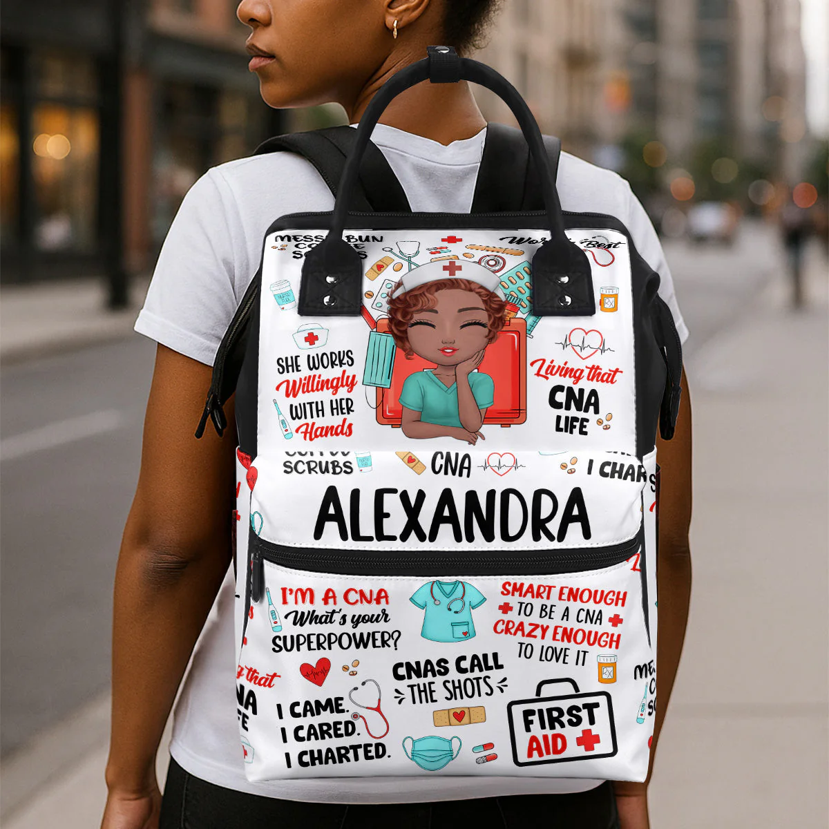 Living That Nurse Life - Personalized Duckbilled Backpack - Gift For Nurse | NR3 HN02 - Image 3