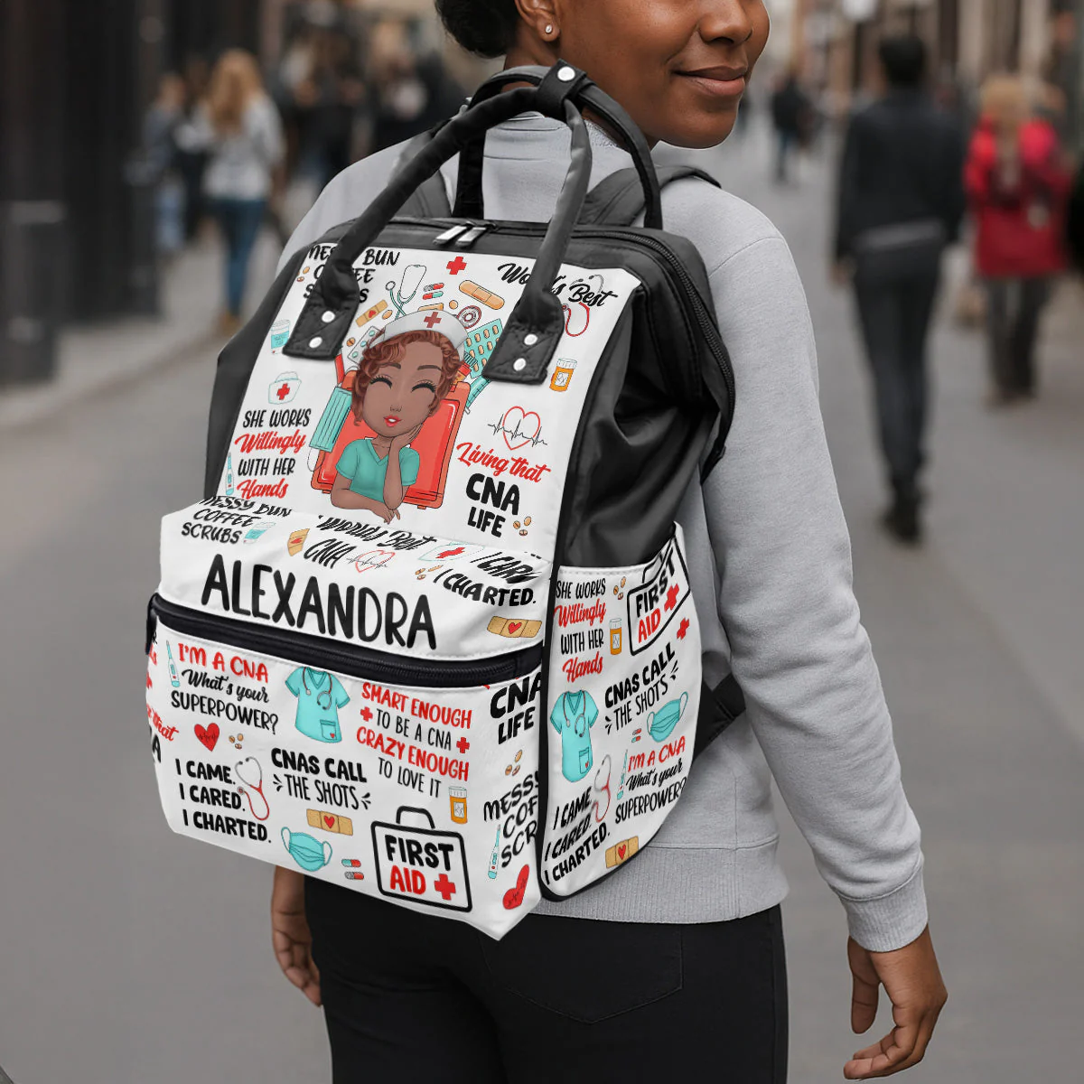 Living That Nurse Life - Personalized Duckbilled Backpack - Gift For Nurse | NR3 HN02 - Image 4