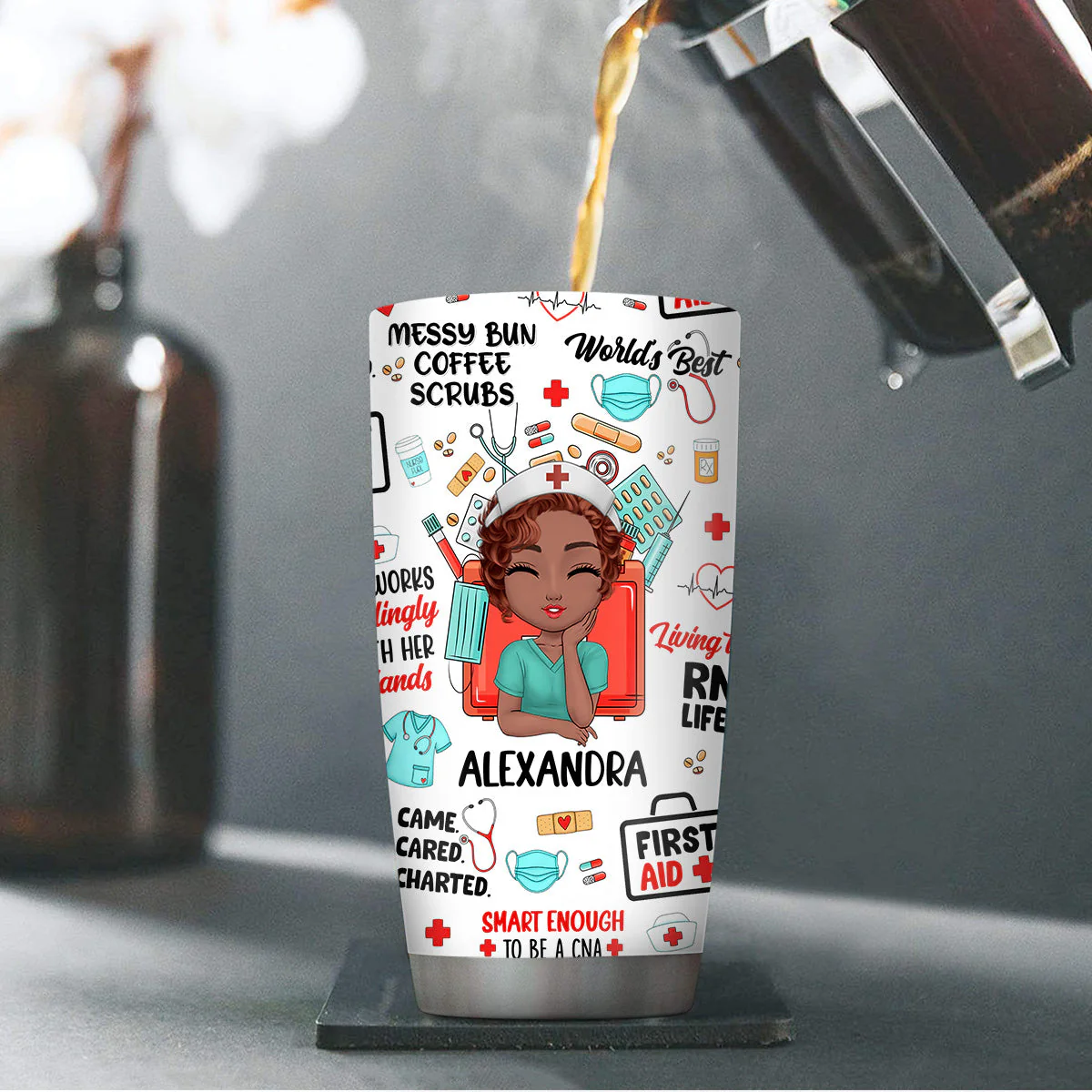 Living That Nurse Life - Personalized Stainless Steel Tumbler - Appreciation Gift For Nurse HD95 HH01 - Image 4