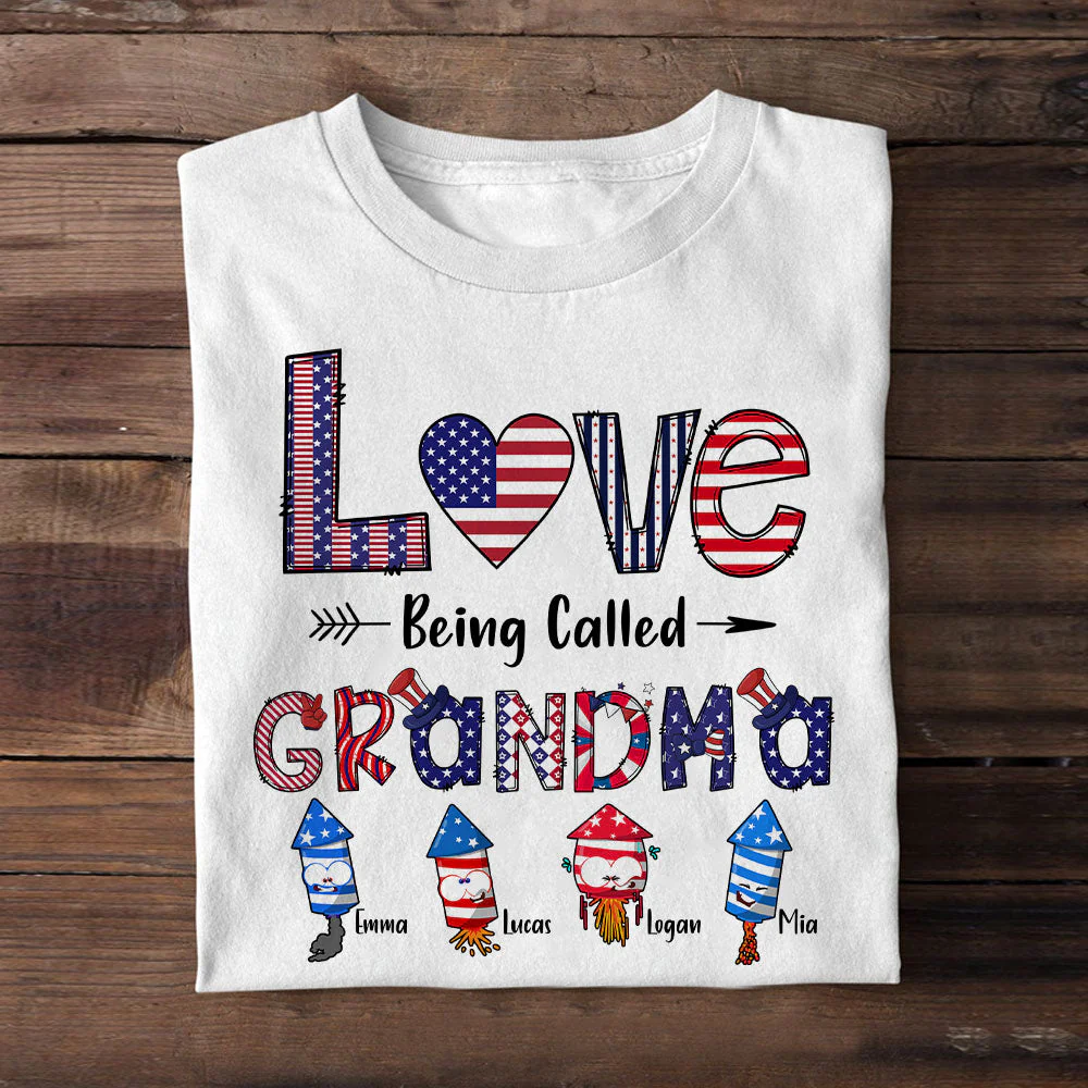 Love Being Called Grandma - Personalized T-shirt - Patriotic Gift For Mom, Grandma HN02 - Image 5
