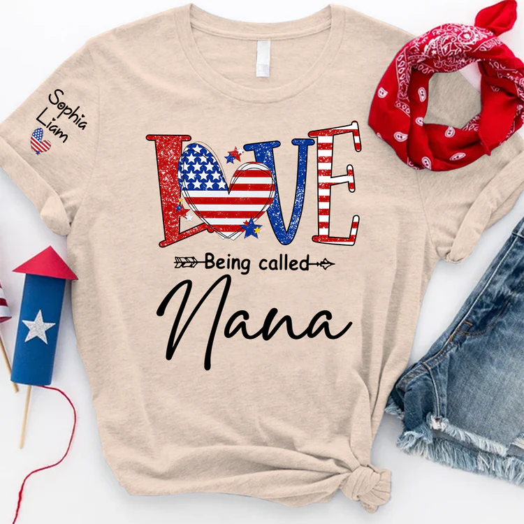 Love Being Called Nana With Flag Heart - Personalized Shirt - Patriotic Gift For Mom, Grandma - Image 8