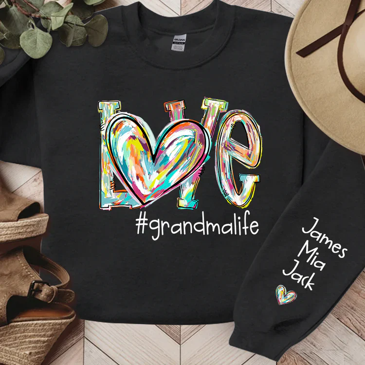 Love Grandma Life - Personalized Sweatshirt With Design On Sleeve - Gift For Grandma, Mom, Wife - NH96 - Image 11