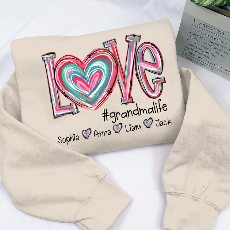 Love Grandma Life - Personalized Sweatshirt With Design On Sleeve - Meaningful Valentine Gifts For Grandma, Mom, Girlfriend, Wife - NH96 - Image 10