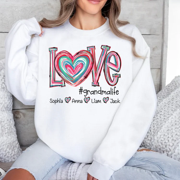 Love Grandma Life - Personalized Sweatshirt With Design On Sleeve - Meaningful Valentine Gifts For Grandma, Mom, Girlfriend, Wife - NH96 - Image 19
