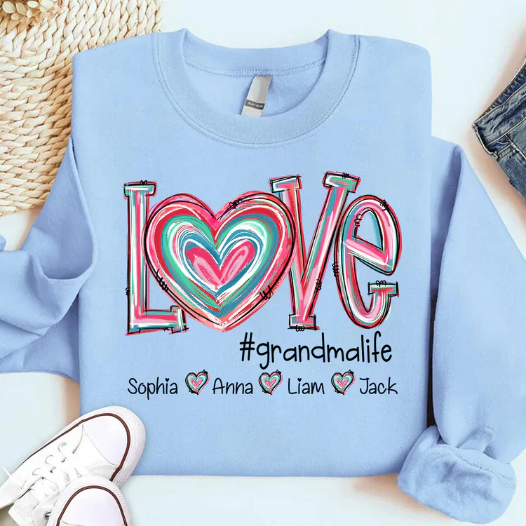 Love Grandma Life - Personalized Sweatshirt With Design On Sleeve - Meaningful Valentine Gifts For Grandma, Mom, Girlfriend, Wife - NH96 - Image 2