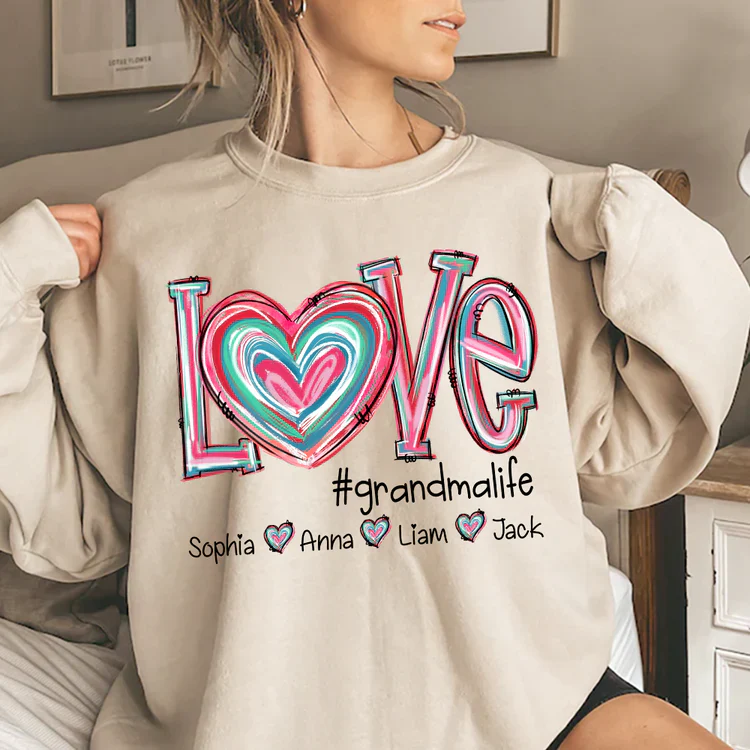 Love Grandma Life - Personalized Sweatshirt With Design On Sleeve - Meaningful Valentine Gifts For Grandma, Mom, Girlfriend, Wife - NH96 - Image 20