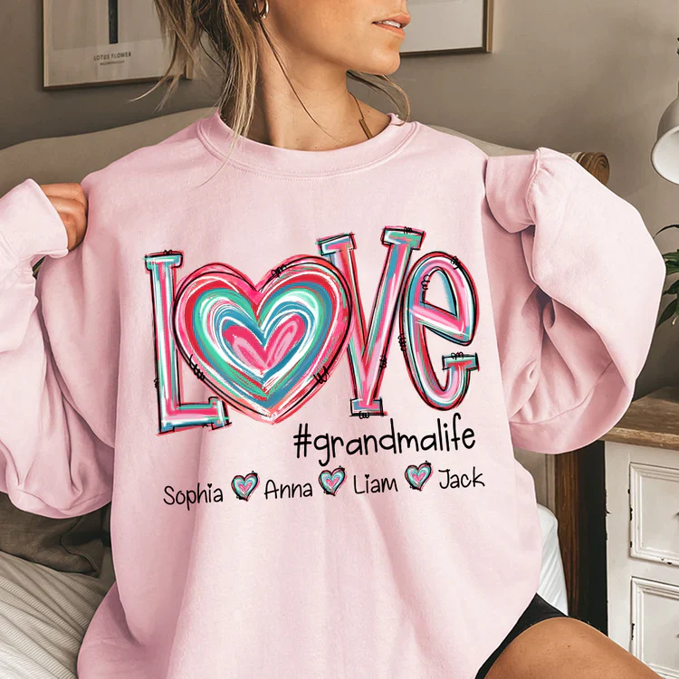 Love Grandma Life - Personalized Sweatshirt With Design On Sleeve - Meaningful Valentine Gifts For Grandma, Mom, Girlfriend, Wife - NH96 - Image 21