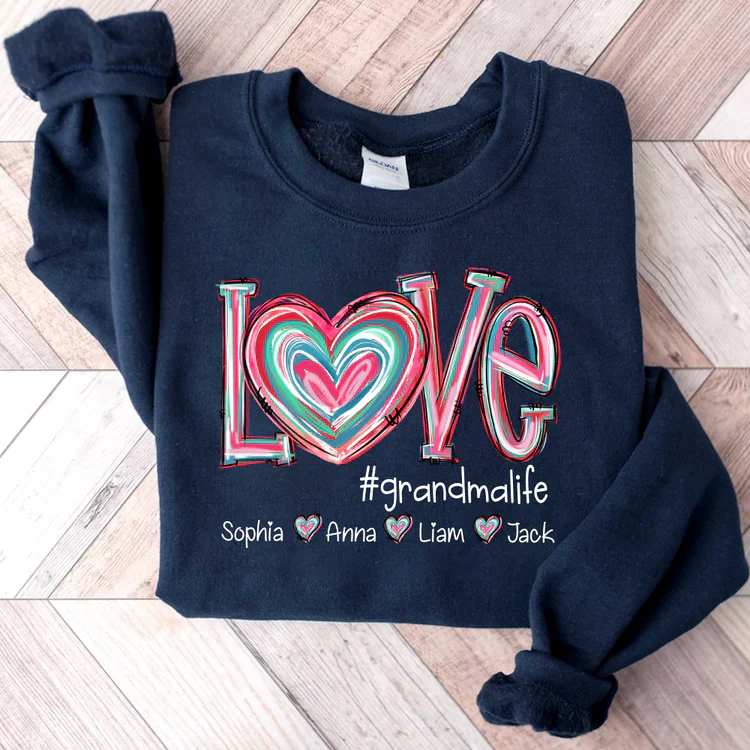 Love Grandma Life - Personalized Sweatshirt With Design On Sleeve - Meaningful Valentine Gifts For Grandma, Mom, Girlfriend, Wife - NH96 - Image 4