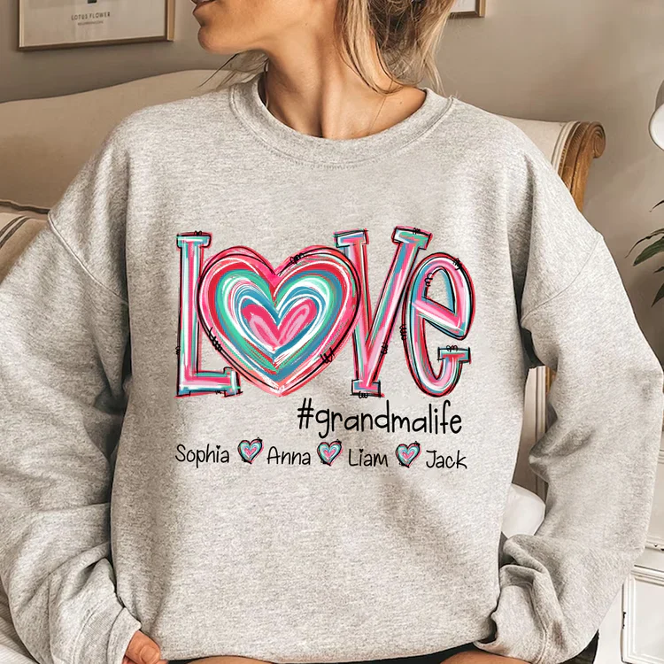 Love Grandma Life - Personalized Sweatshirt With Design On Sleeve - Meaningful Valentine Gifts For Grandma, Mom, Girlfriend, Wife - NH96 - Image 7