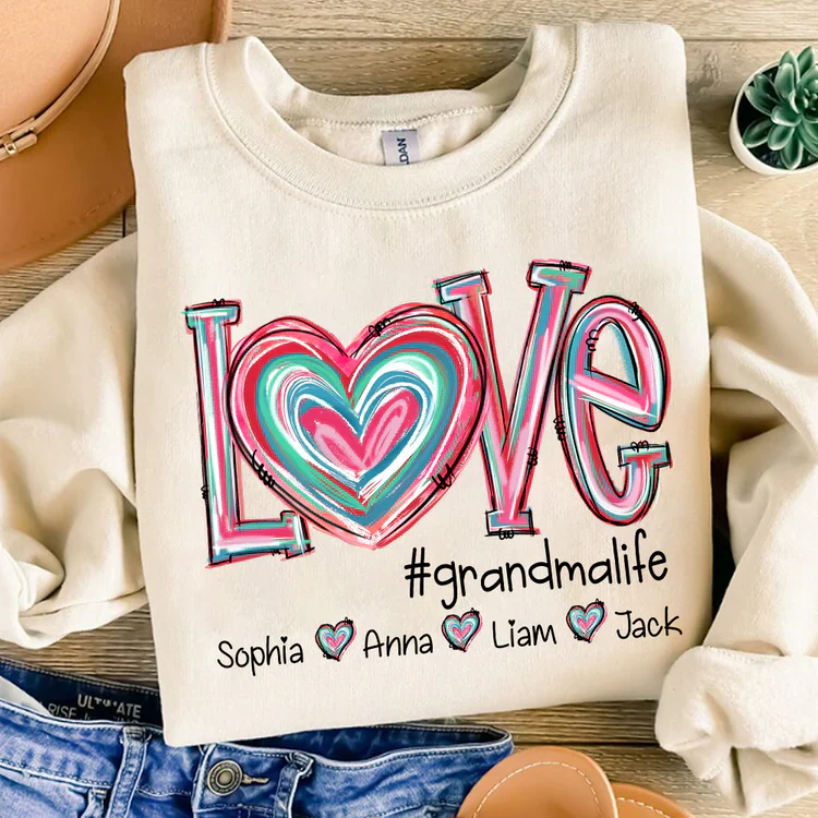 Love Grandma Life - Personalized Sweatshirt With Design On Sleeve - Meaningful Valentine Gifts For Grandma, Mom, Girlfriend, Wife - NH96 - Image 8