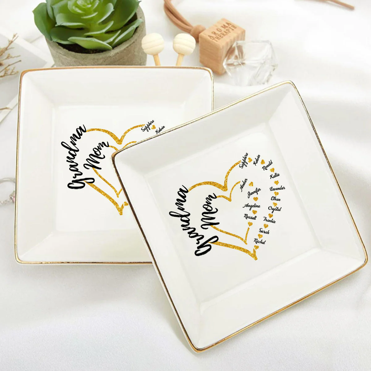 Love Grandma Mom - Personalized Jewelry Dish - Gift For Grandma, Mom, Wife - NH96 - Image 6