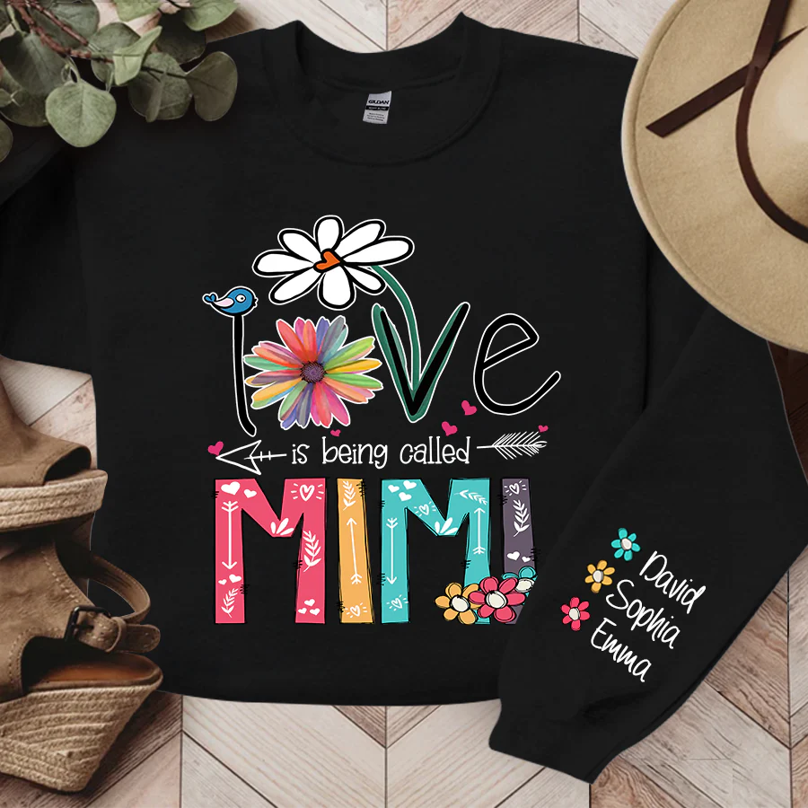 Love Is Being Called Mimi And Grandkids - Personalized Sweatshirt With Design On Sleeve - Gift For Mom, Grandma | HN02 - Image 2