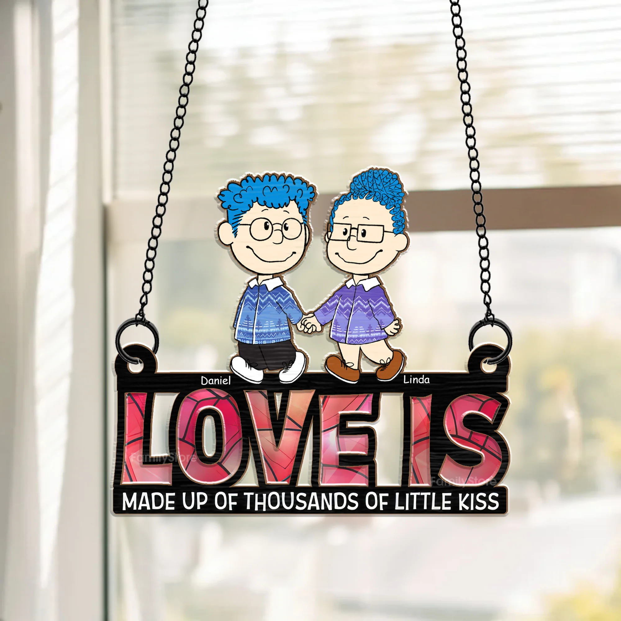 Love Is Made Up Of Thousands Of Little Kiss  - Personalized Window Hanging Window Hanging Suncatcher Ornament - Gift For Couple, Husband Wife  - CL43 NH96