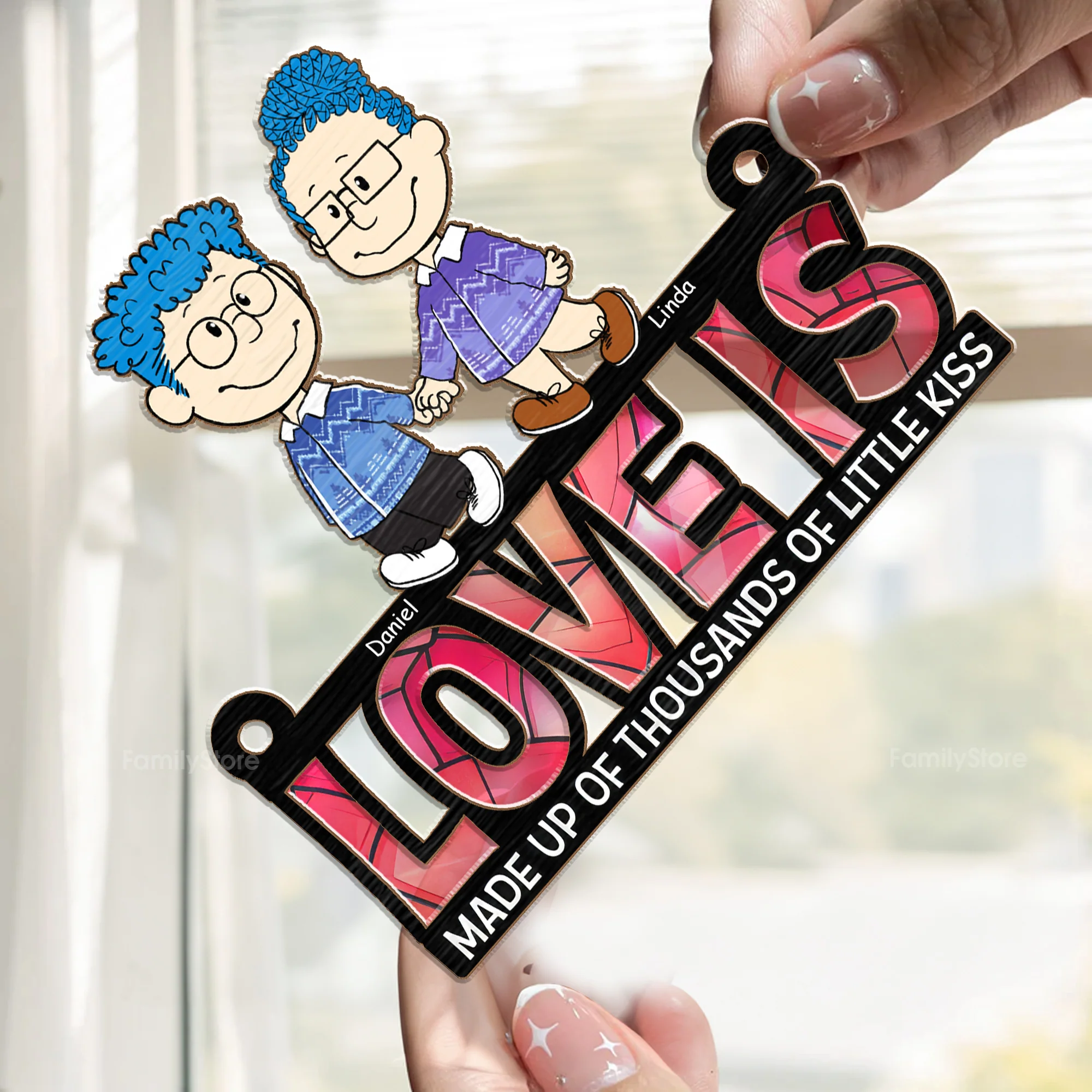 Love Is Made Up Of Thousands Of Little Kiss  - Personalized Window Hanging Window Hanging Suncatcher Ornament - Gift For Couple, Husband Wife  - CL43 NH96 - Image 2