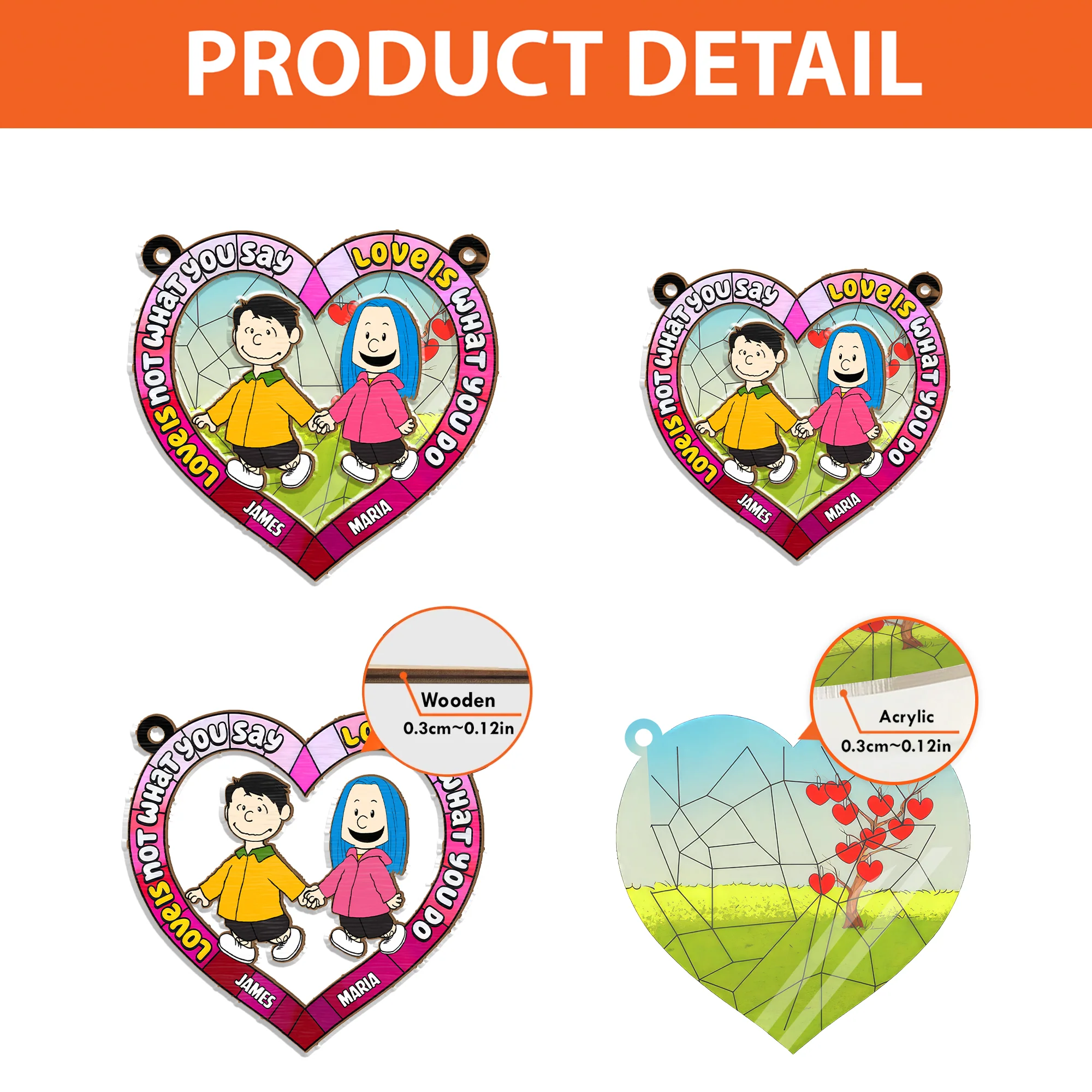 Love Is Not What You Say Love Is What You Do Peanut - Personalized  Window Hanging Window Hanging Suncatcher Ornament - Gift For Couple, Husband Wife - CL48 NH96 - Image 4