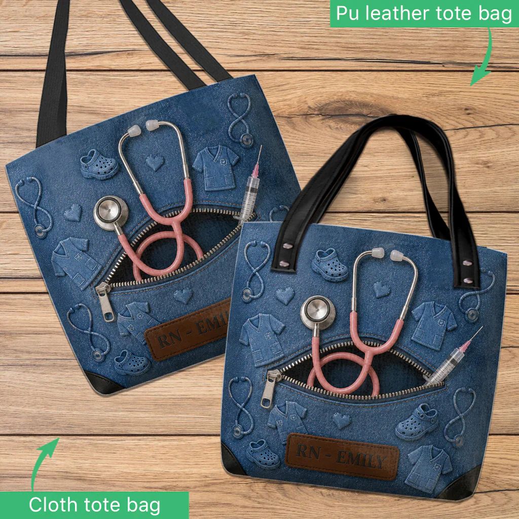Love My Job - Personalized Tote Bag - Gift For Nurse - Image 4