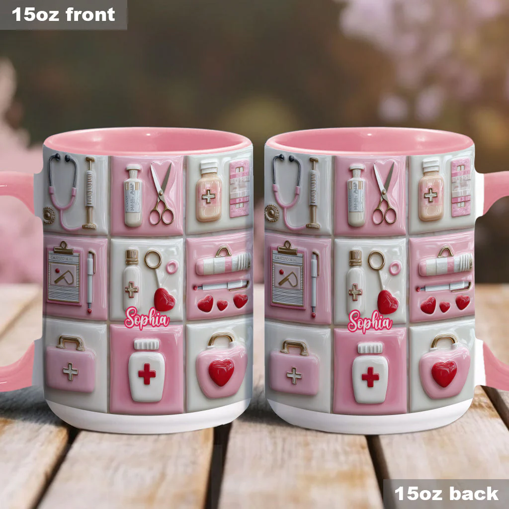 Love Nurse Life - Personalized Accent Mug - Gift For Nurse HN02 - Image 4