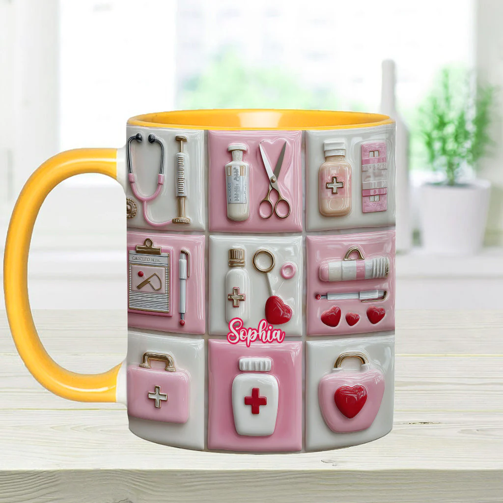 Love Nurse Life - Personalized Accent Mug - Gift For Nurse HN02 - Image 7
