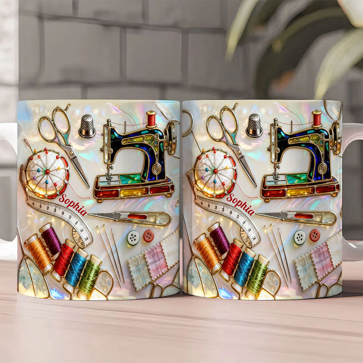 Love Sewing Stained Glass - Personalized Mug - Gift For Her HH01 - Image 2