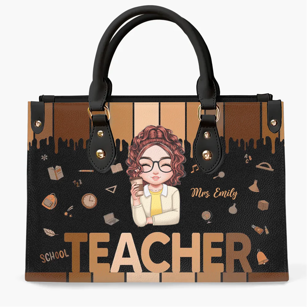Love Teacher Life - Personalized Leather Handbag - Gift For Teacher | CLTC05 HN02