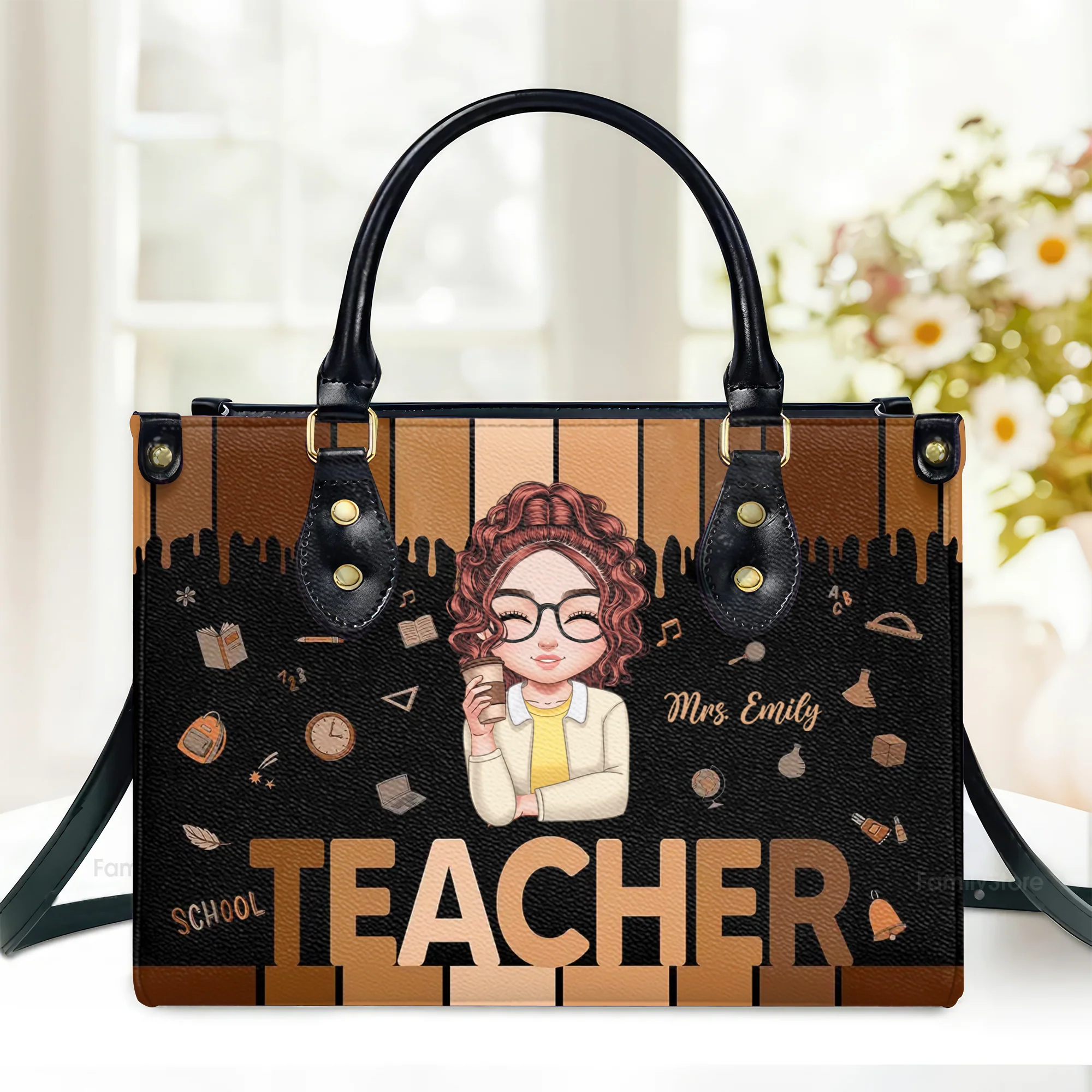 Love Teacher Life - Personalized Leather Handbag - Gift For Teacher | CLTC05 HN02 - Image 2