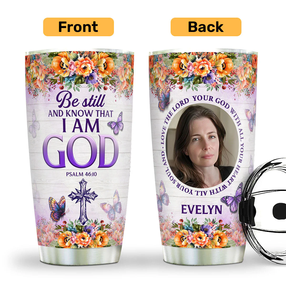 Love The Lord Your God | Personalized Stainless Steel Tumbler - Image 2