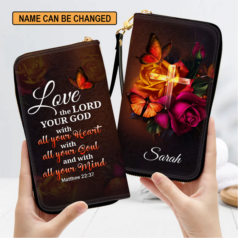 Love The Lord Your God With All Your Heart - Personalized Leather Long Wallet - Gifts For Women TD118 CU5102703