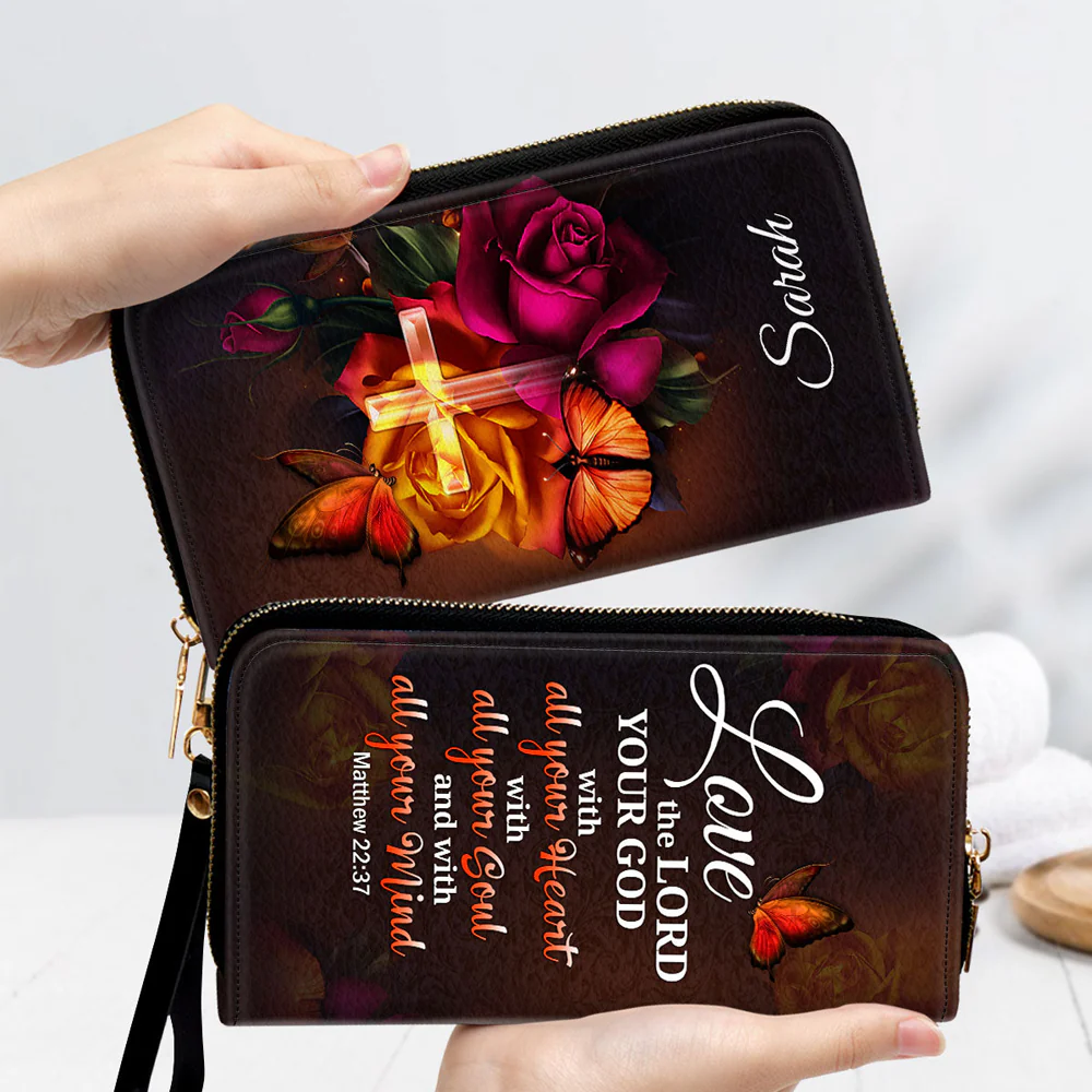 Love The Lord Your God With All Your Heart - Personalized Leather Long Wallet - Gifts For Women TD118 CU5102703 - Image 2