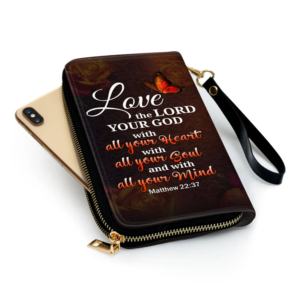 Love The Lord Your God With All Your Heart - Personalized Leather Long Wallet - Gifts For Women TD118 CU5102703 - Image 4