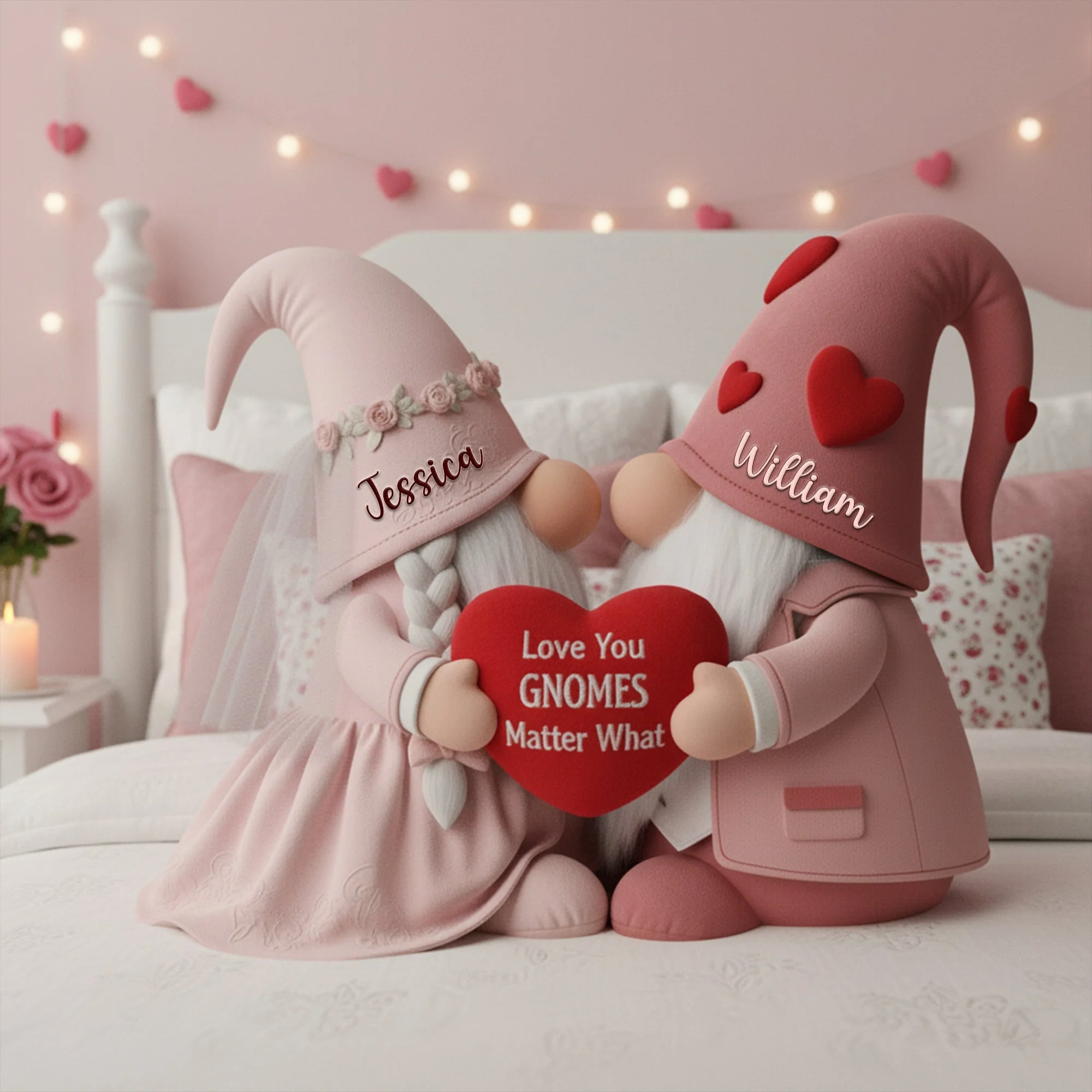 Love You Gnomes Matter What - Personalized Custom Shape Pillow - Gift For Couples HH01