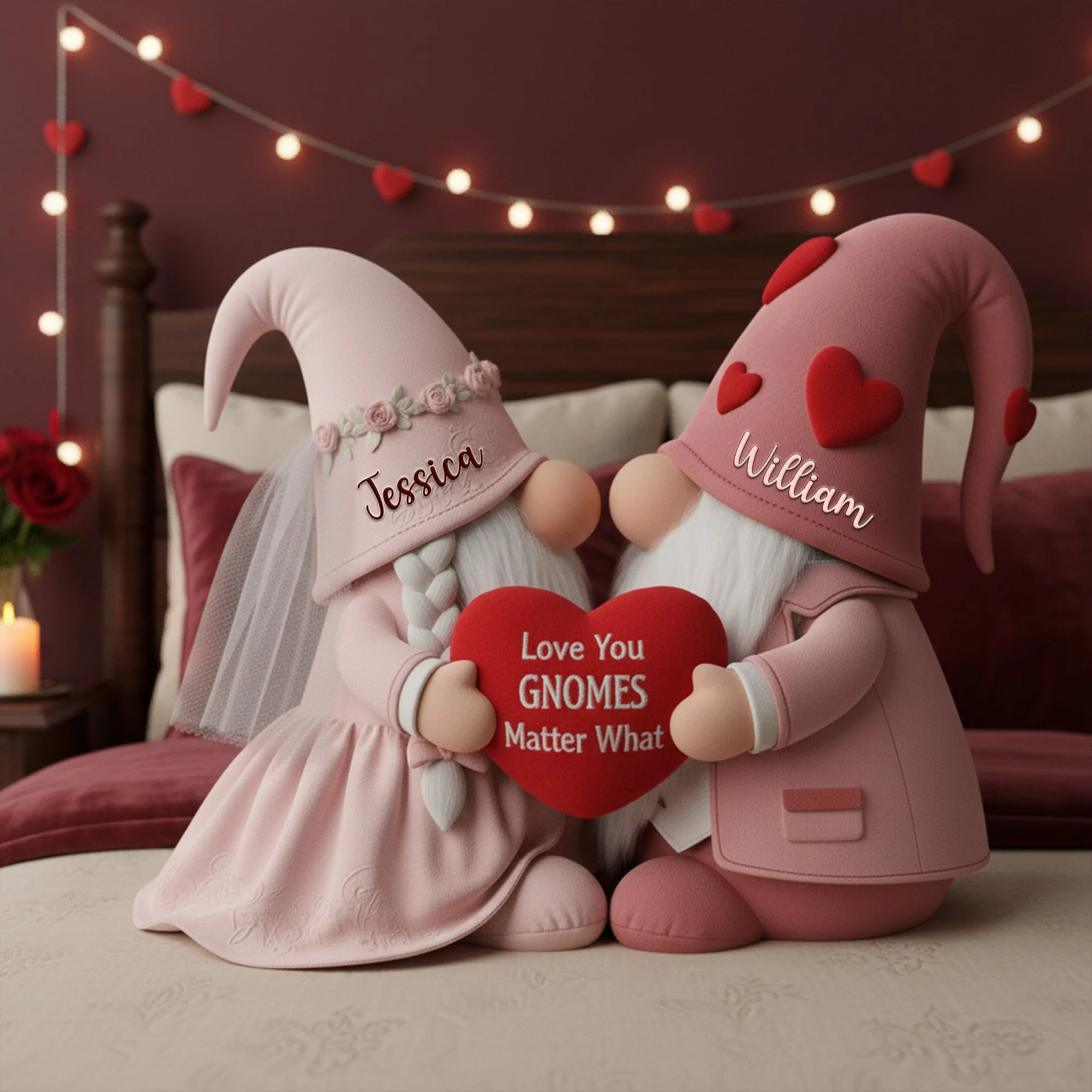 Love You Gnomes Matter What - Personalized Custom Shape Pillow - Gift For Couples HH01 - Image 2