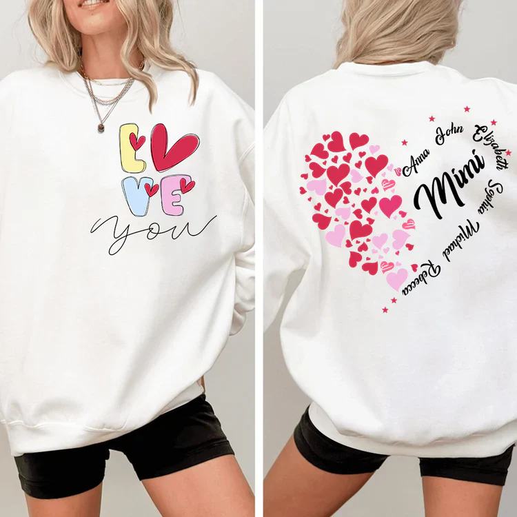 Love You Mimi With Grandkids - Personalized Sweatshirt - Gift For Grandma, Mom, Wife | Custom Sleeve NH96