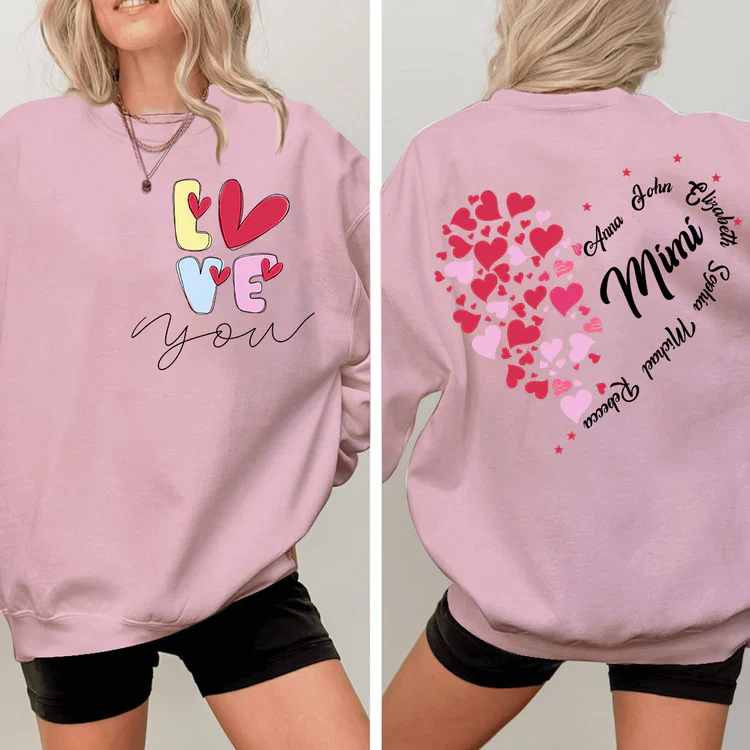 Love You Mimi With Grandkids - Personalized Sweatshirt - Gift For Grandma, Mom, Wife | Custom Sleeve NH96 - Image 2