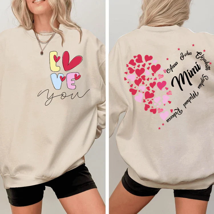 Love You Mimi With Grandkids - Personalized Sweatshirt - Gift For Grandma, Mom, Wife | Custom Sleeve NH96 - Image 3