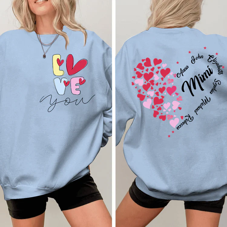 Love You Mimi With Grandkids - Personalized Sweatshirt - Gift For Grandma, Mom, Wife | Custom Sleeve NH96 - Image 4