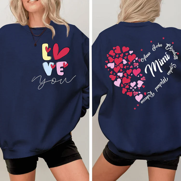 Love You Mimi With Grandkids - Personalized Sweatshirt - Gift For Grandma, Mom, Wife | Custom Sleeve NH96 - Image 8