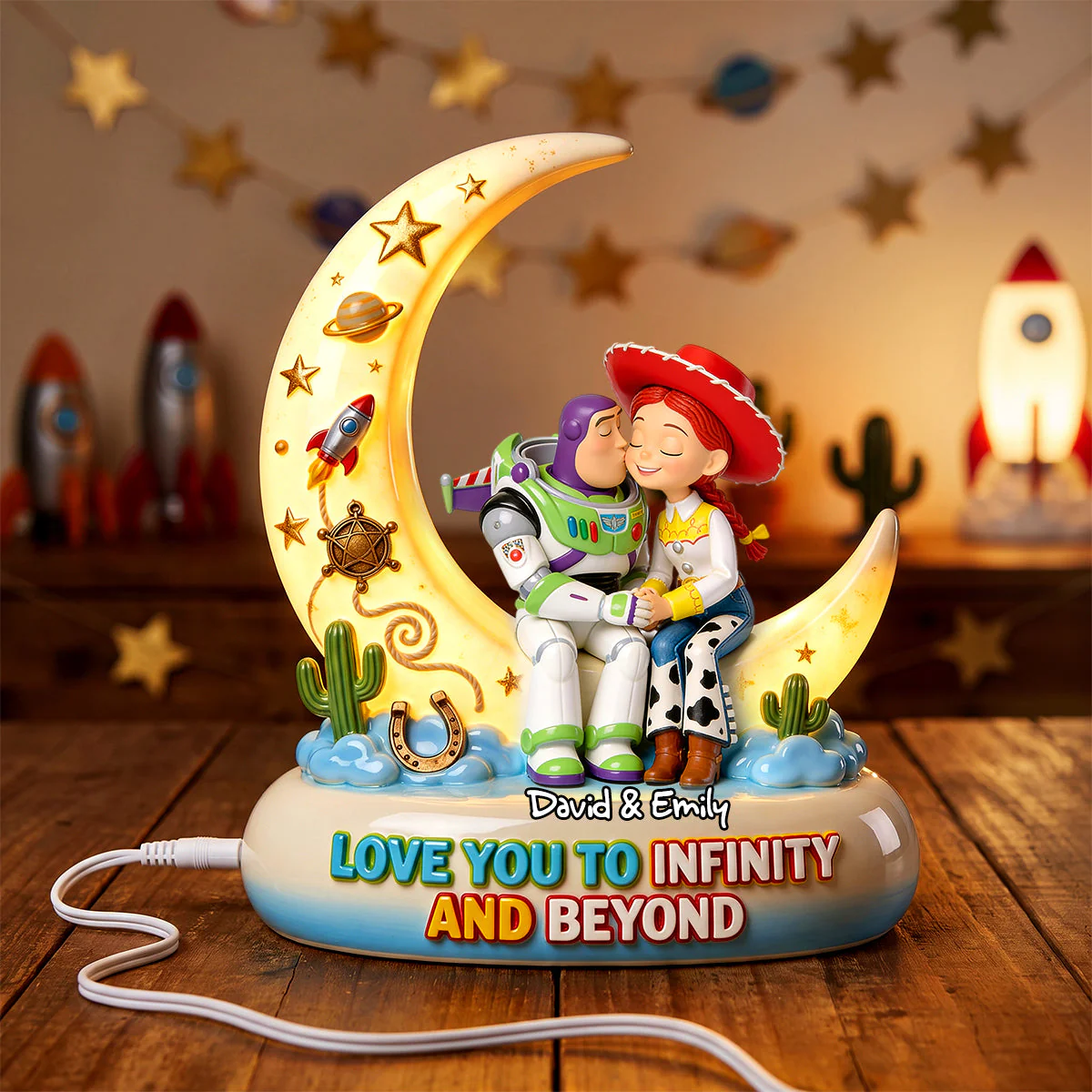 Love You To Infinity And Beyond - Personalized Acrylic Light Box - Gift For Couple - DSNY