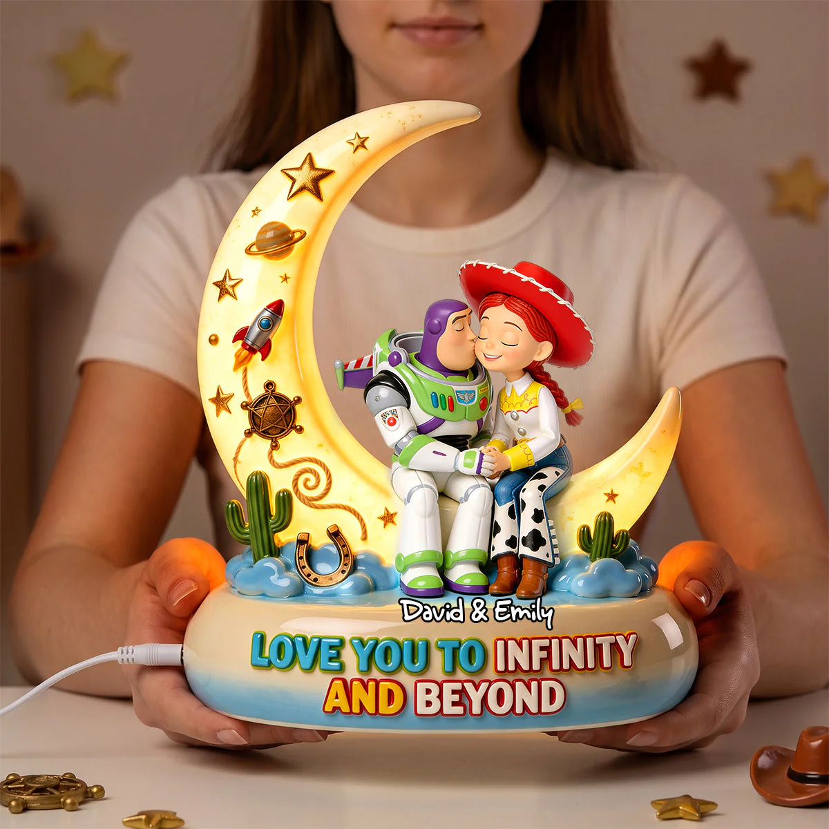 Love You To Infinity And Beyond - Personalized Acrylic Light Box - Gift For Couple - DSNY - Image 3