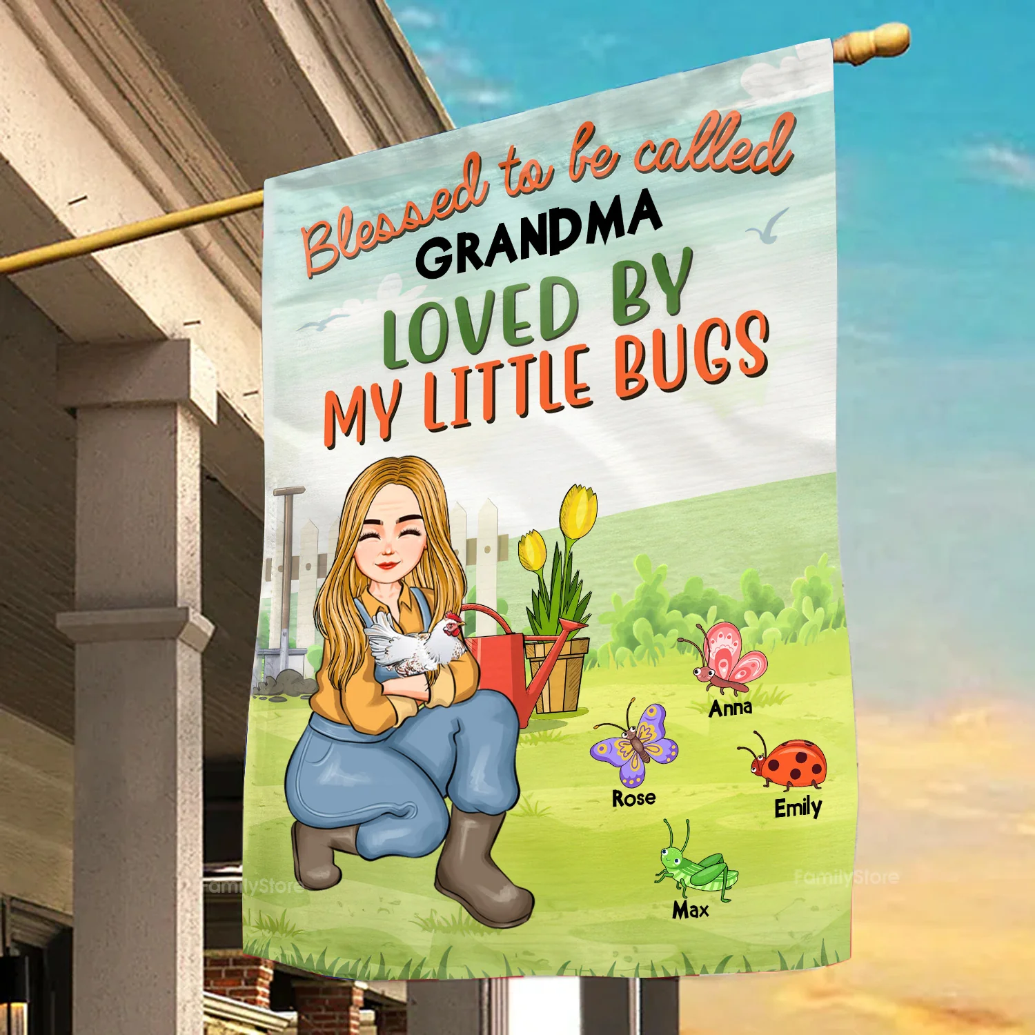 Loved By My Little Bugs Gardening Lady  - Personalized Flag - Gift For Mom, Grandma, Mothers Day, Plant Lovers | GR17 NA94 - Image 3
