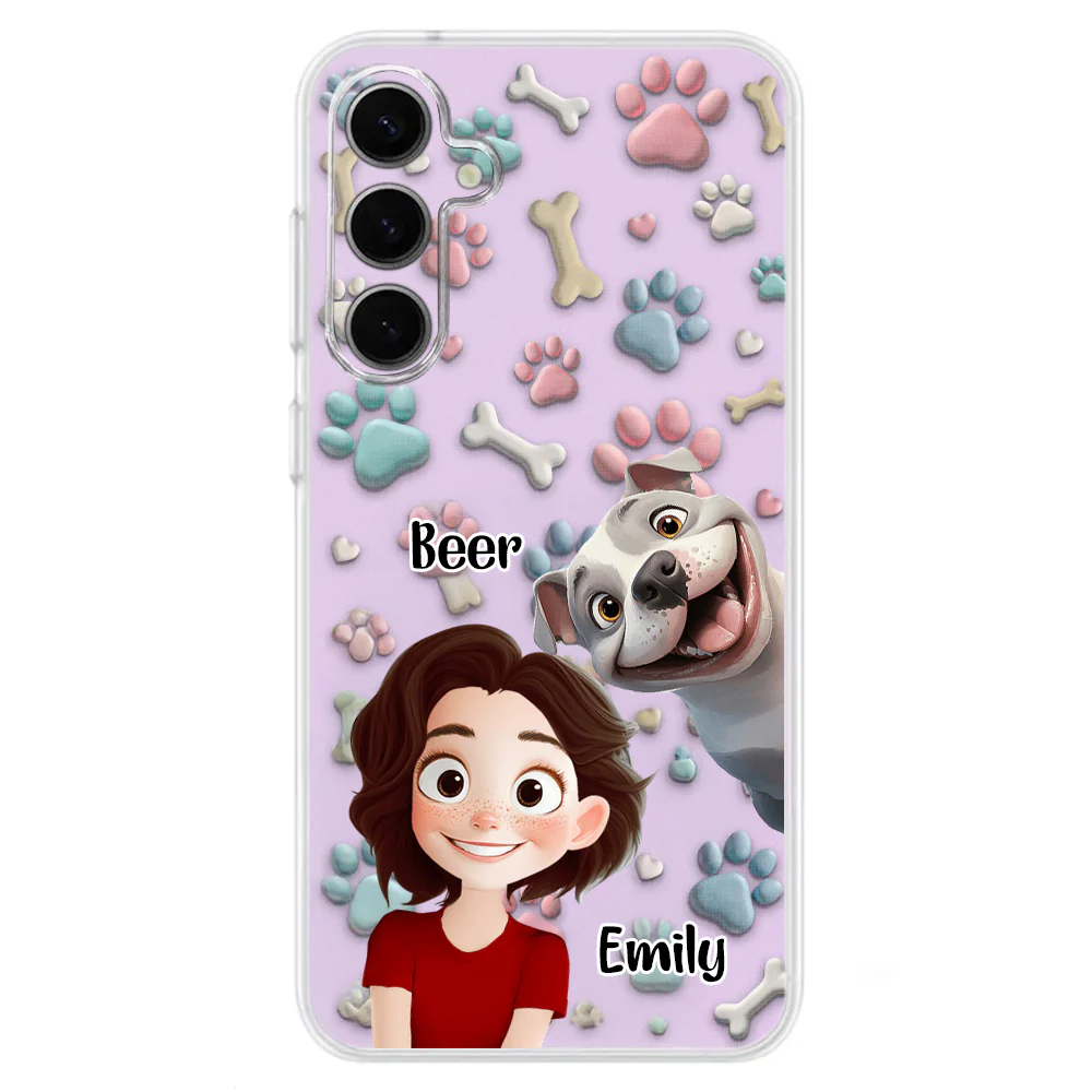 Lovely Dog And Human Cartoon - Personalized Silicone Phone Case - Gift for Pet Owners, Dog Lovers, Dog Mom | CLP15.V3 HH01 - Image 3