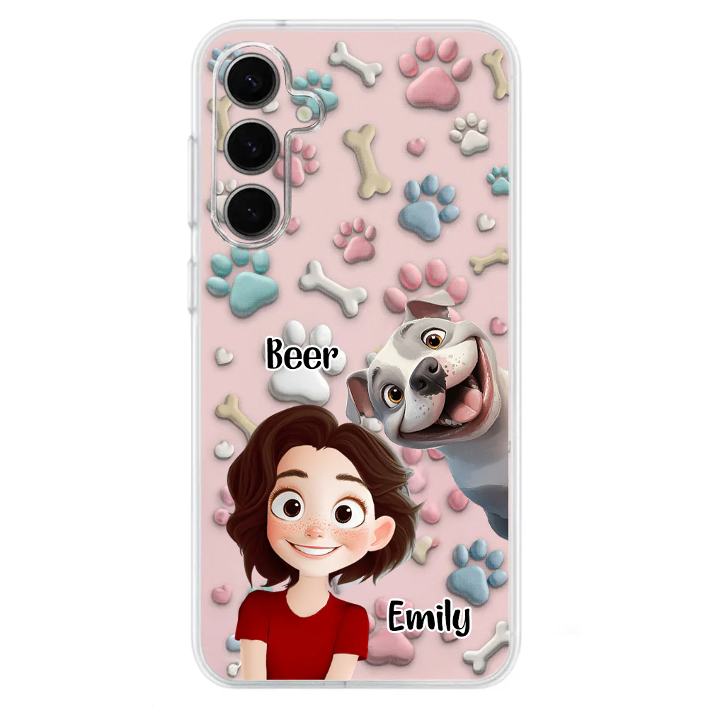 Lovely Dog And Human Cartoon - Personalized Silicone Phone Case - Gift for Pet Owners, Dog Lovers, Dog Mom | CLP15.V3 HH01 - Image 4