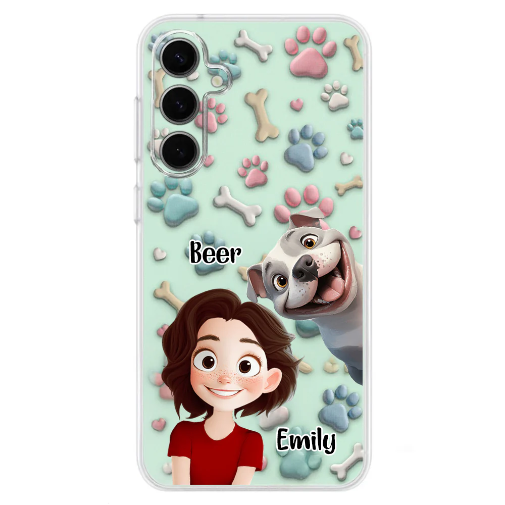 Lovely Dog And Human Cartoon - Personalized Silicone Phone Case - Gift for Pet Owners, Dog Lovers, Dog Mom | CLP15.V3 HH01 - Image 5
