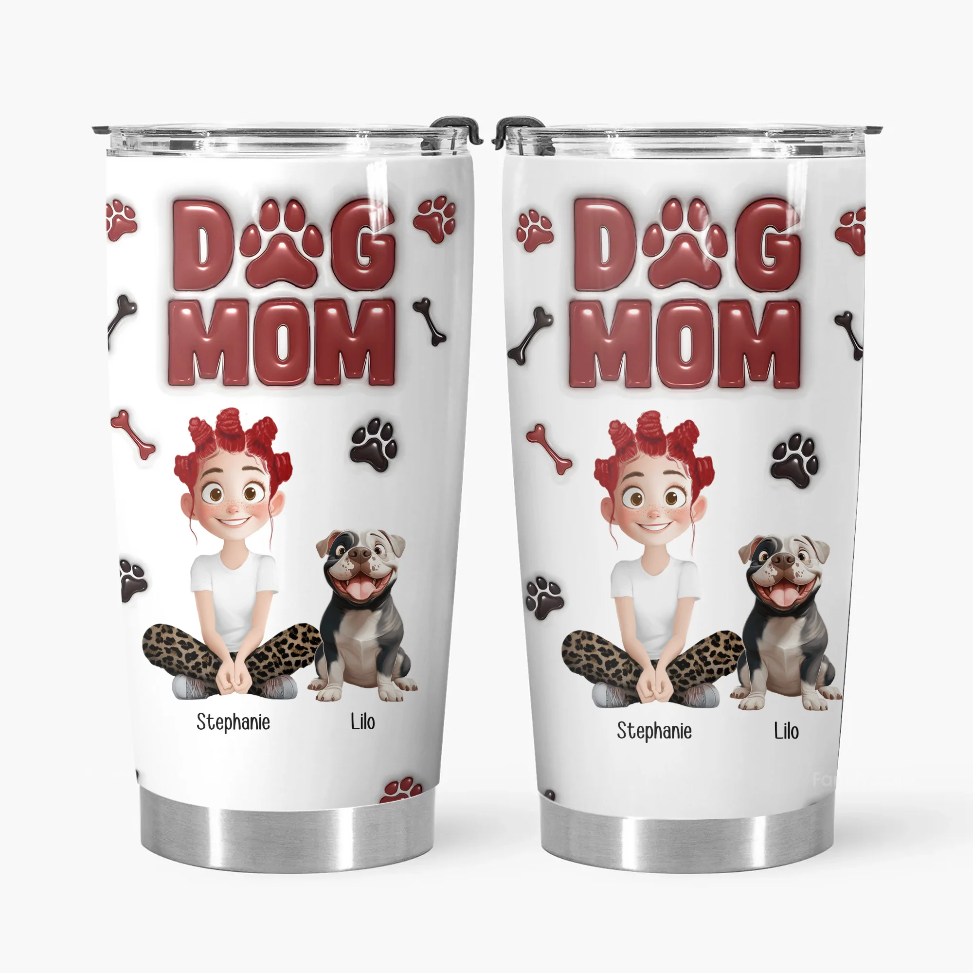 Lovely Dog Mama 3D Inflated Effect Cartoon Dog - Personalized Tumbler Cup - Gift for Pet Owners, Pet Lovers, Dog Mom | CLP15 NH96 - Image 6