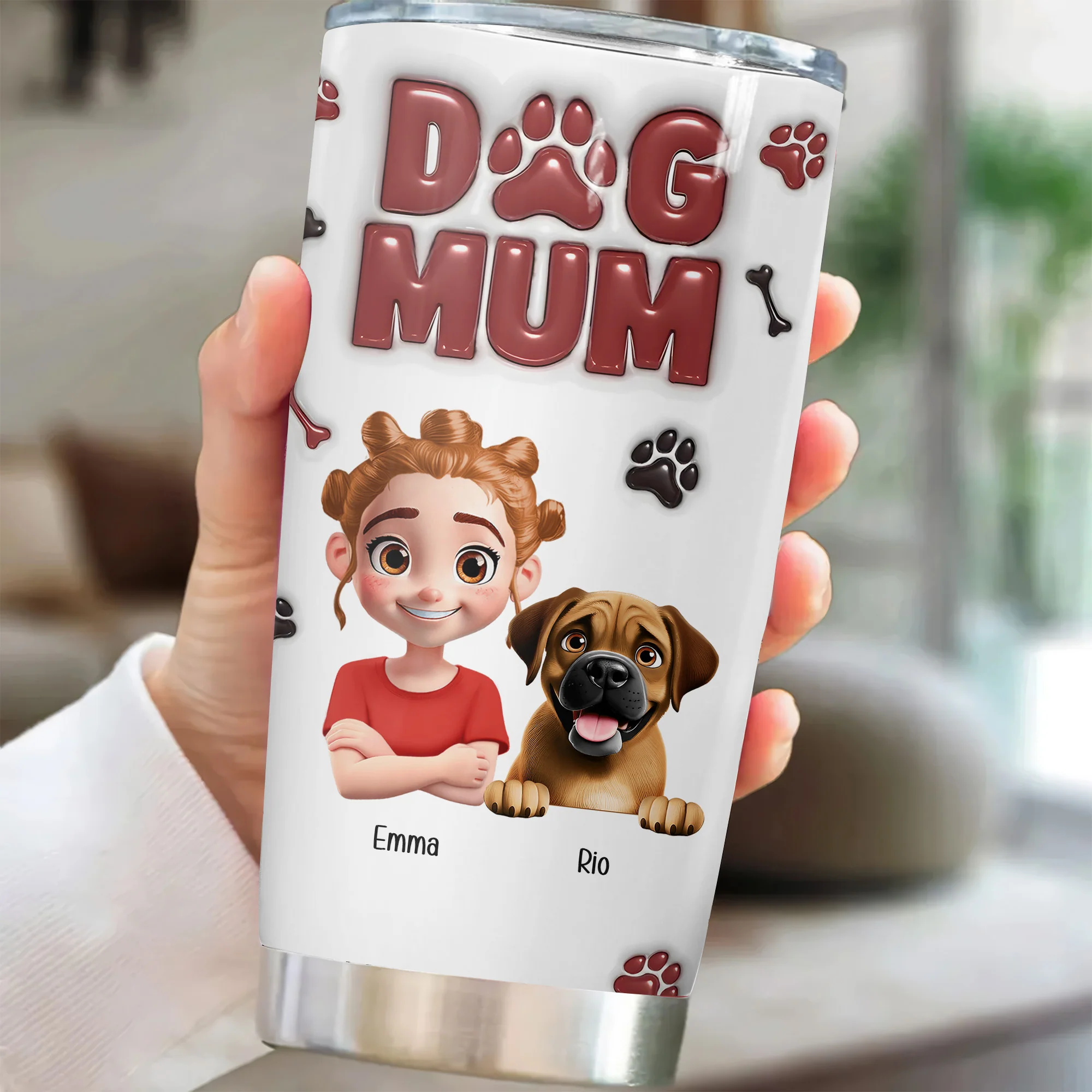 Lovely Dog Mama 3D Inflated Effect Cartoon Dog - Personalized Tumbler Cup - Gift for Pet Owners, Pet Lovers, Dog Mom | CLP16 NH96 - Image 2